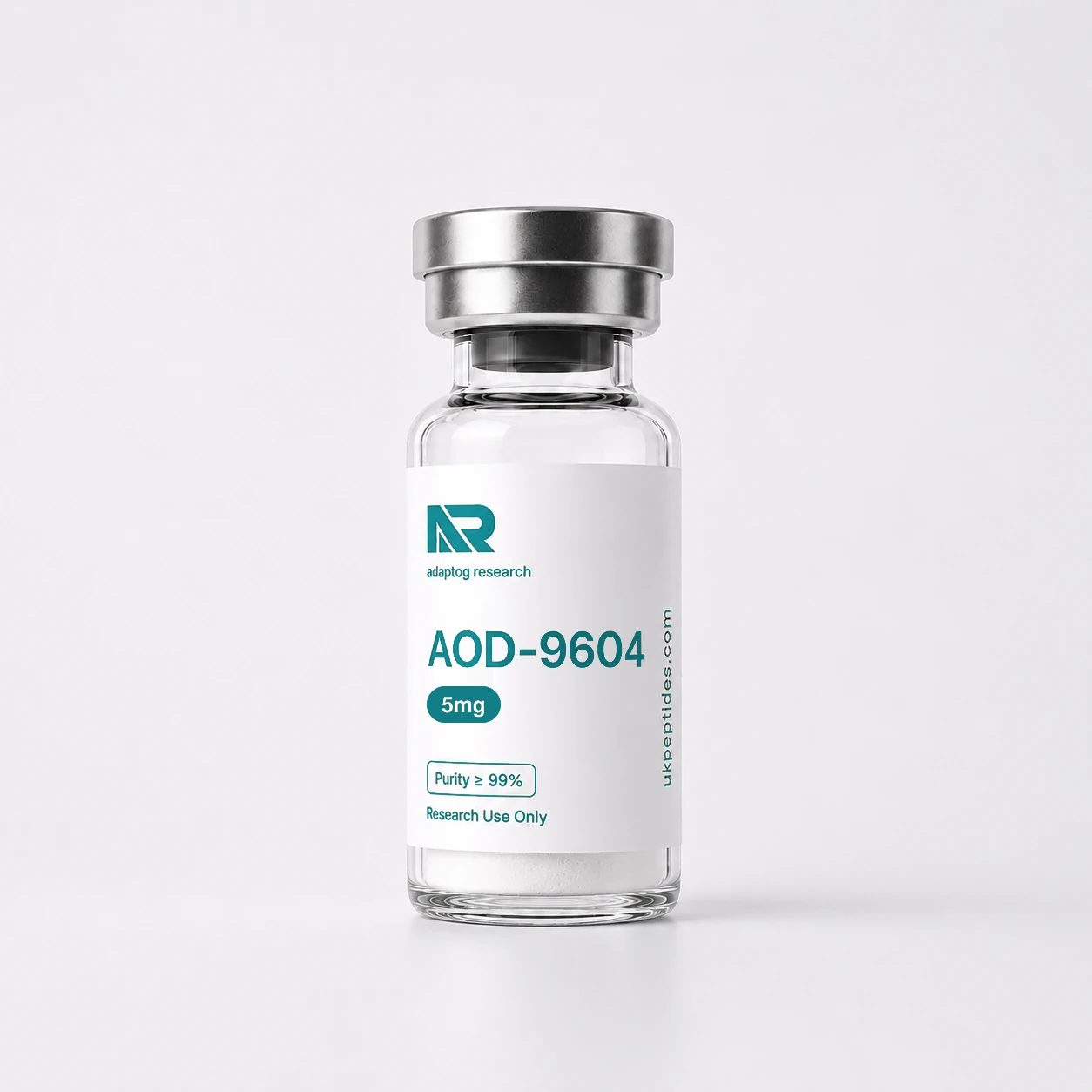 AOD-9604 research peptide vial — 99.0% HPLC purity, lyophilised