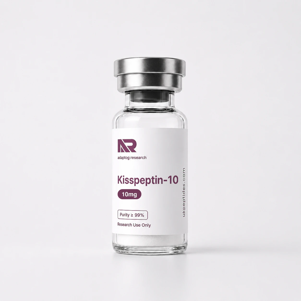 Kisspeptin-10 research peptide vial — 97.2% HPLC purity, lyophilised