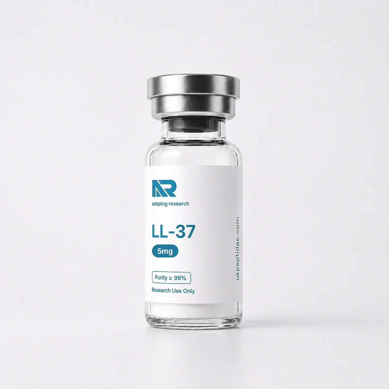 LL-37 research peptide vial — 99.0% HPLC purity, lyophilised