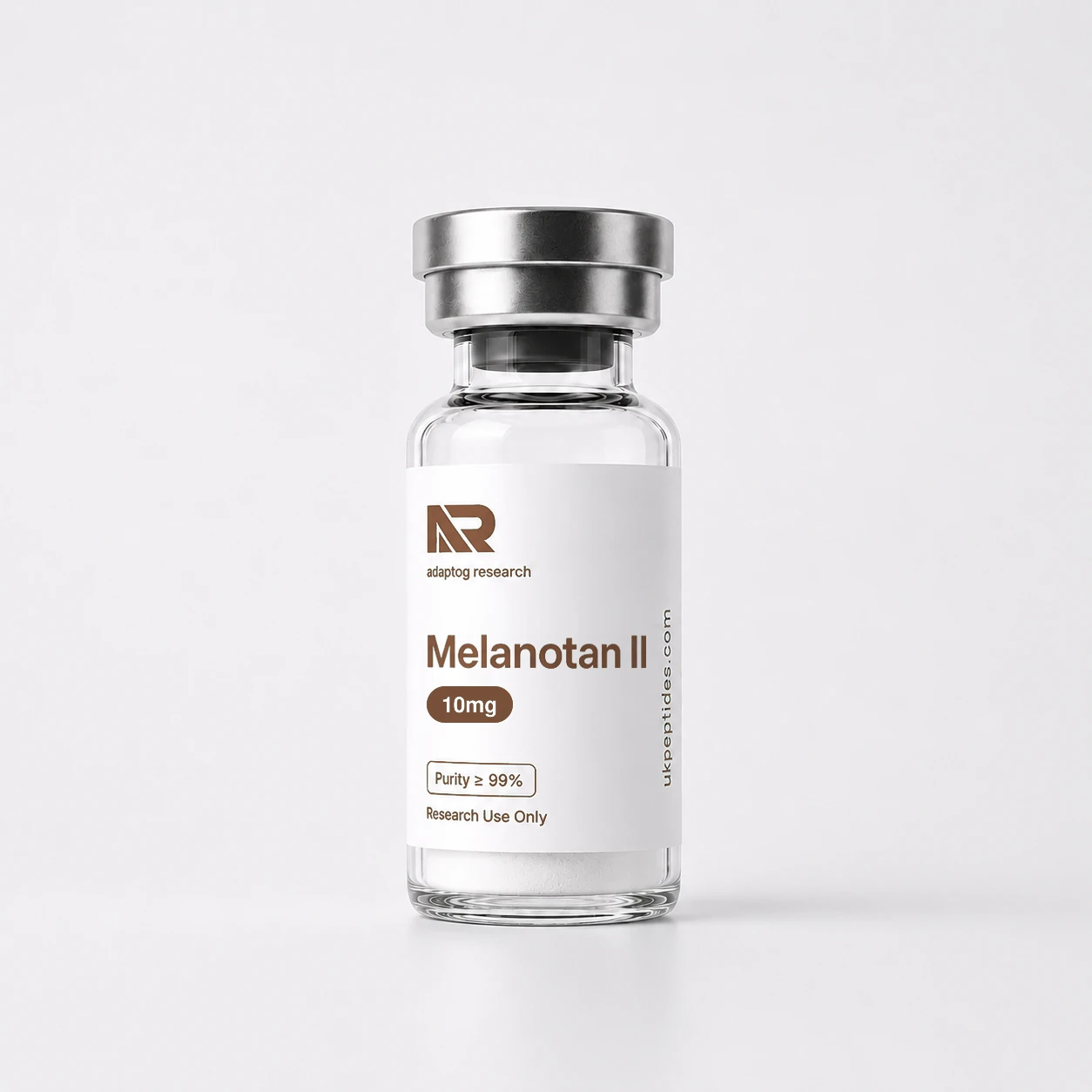 Melanotan II research peptide vial — 99.0% HPLC purity, lyophilised