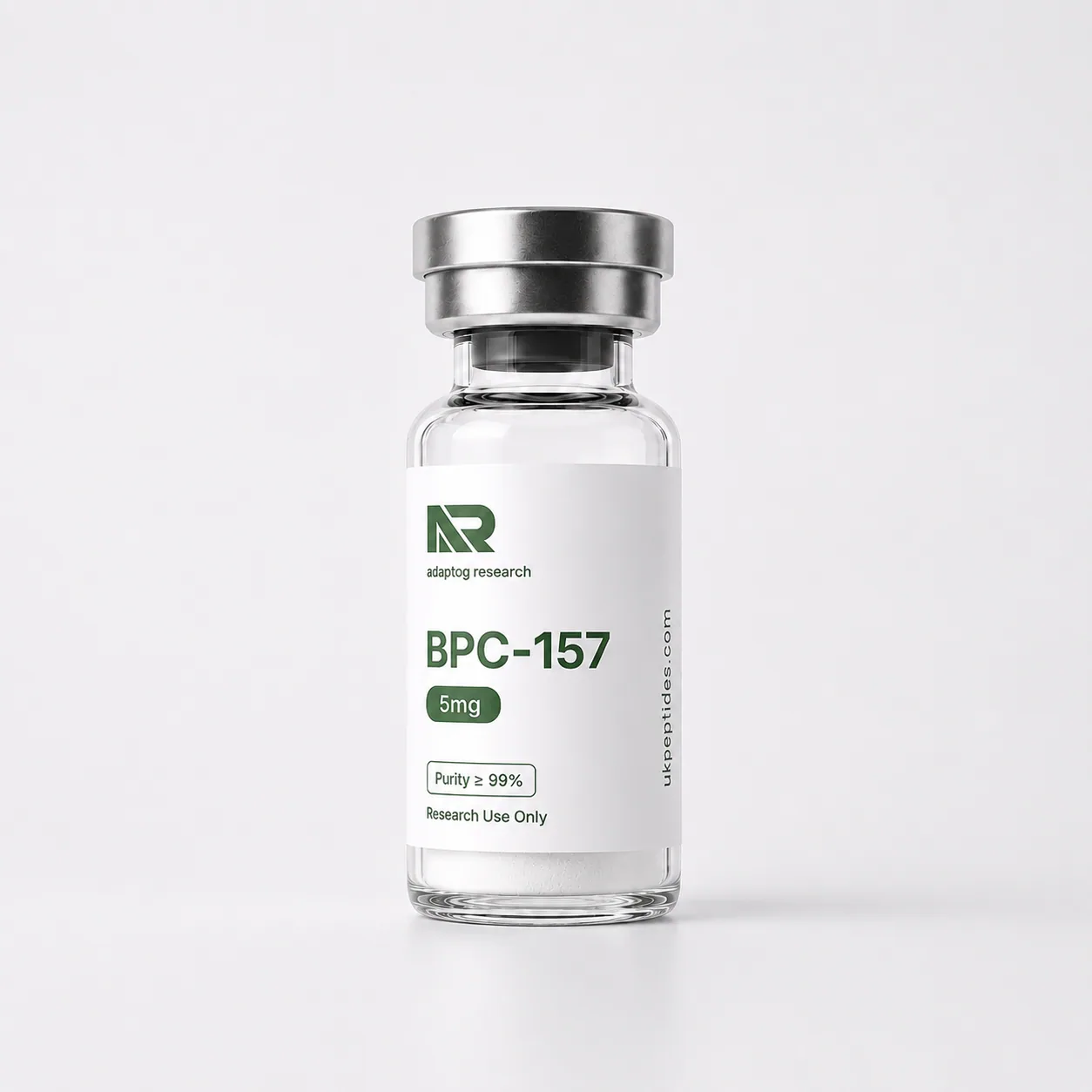 BPC-157 research peptide vial — 99.1% HPLC purity, lyophilised