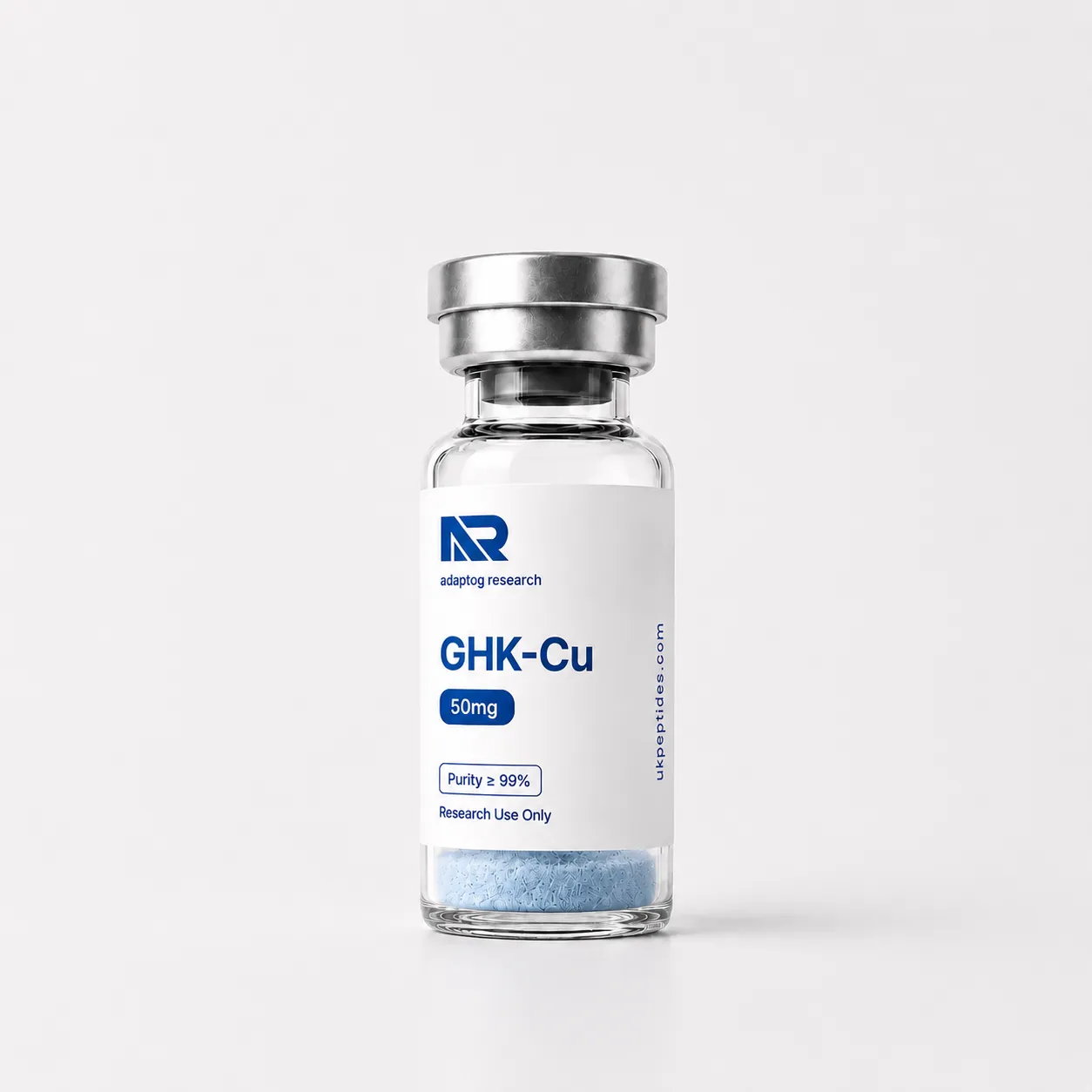 GHK-Cu research peptide vial — 99.0% HPLC purity, lyophilised