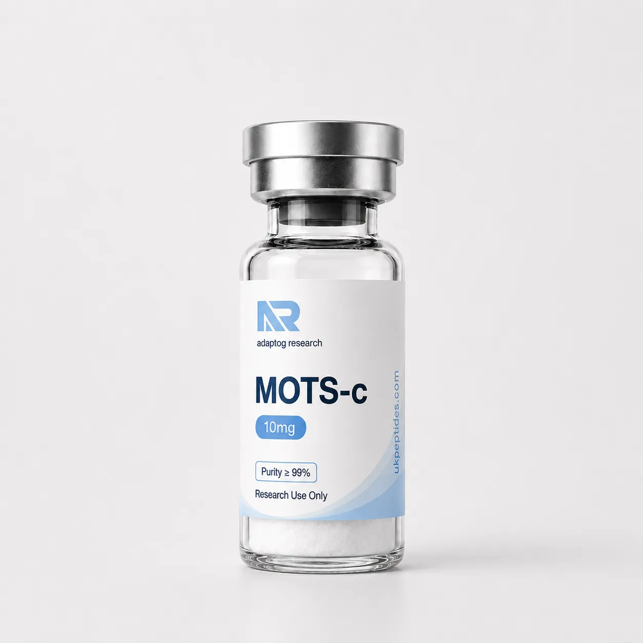 MOTS-c research peptide vial — 99.0% HPLC purity, lyophilised