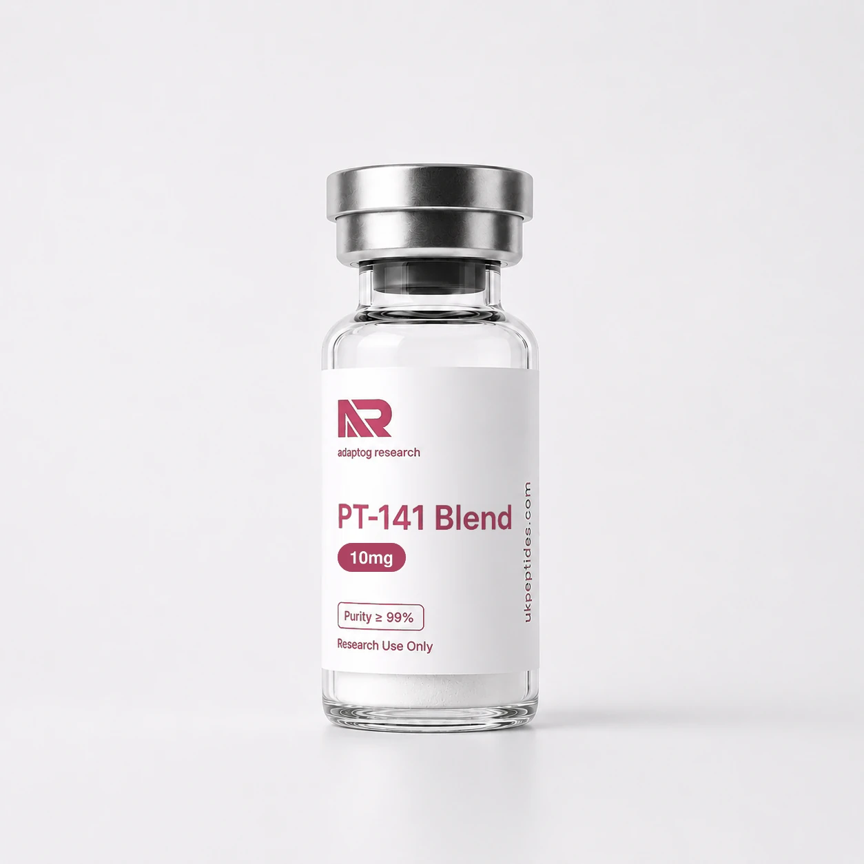 PT-141 research peptide vial — 99.0% HPLC purity, lyophilised
