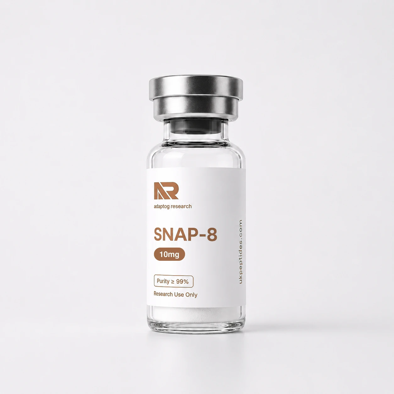 SNAP-8 research peptide vial — 98.7% HPLC purity, lyophilised